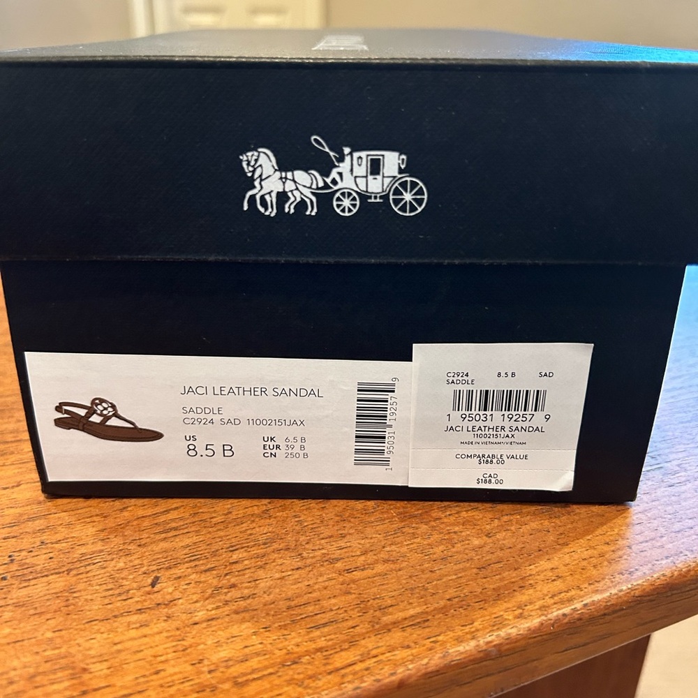 Coach Jaci Leather Sandal, Saddle, Size 8.5 - Picture 3 of 14